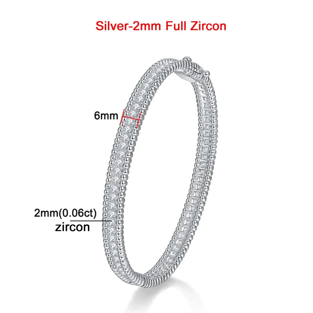 Bracelets with Certified Sterling Silver Plated 18K Gold Luxury Fine Jewelry Bangle For Women