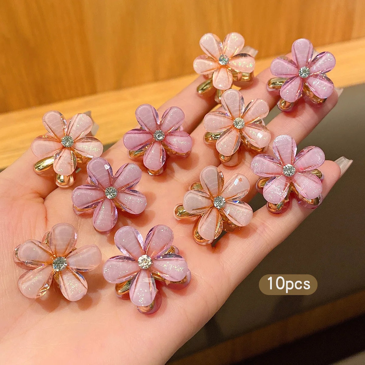 10 alloy rhinestone hair clips, fashionable small grab hair accessories