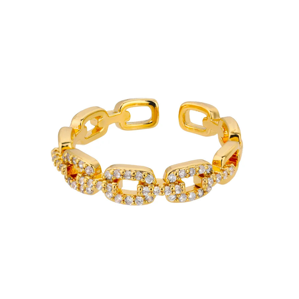 Classic Zircon Twist Chain Rings For Women