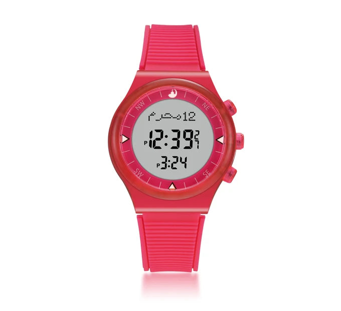 Muslim Azan Watch for Prayer with Qibla Compass Adhan Alarm Hijri Islamic Al Harameen Fajr Time Wristwatch Multi Languages