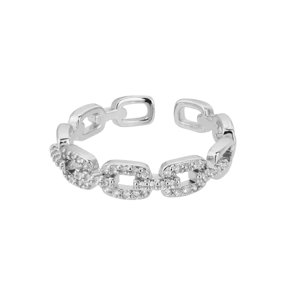Classic Zircon Twist Chain Rings For Women