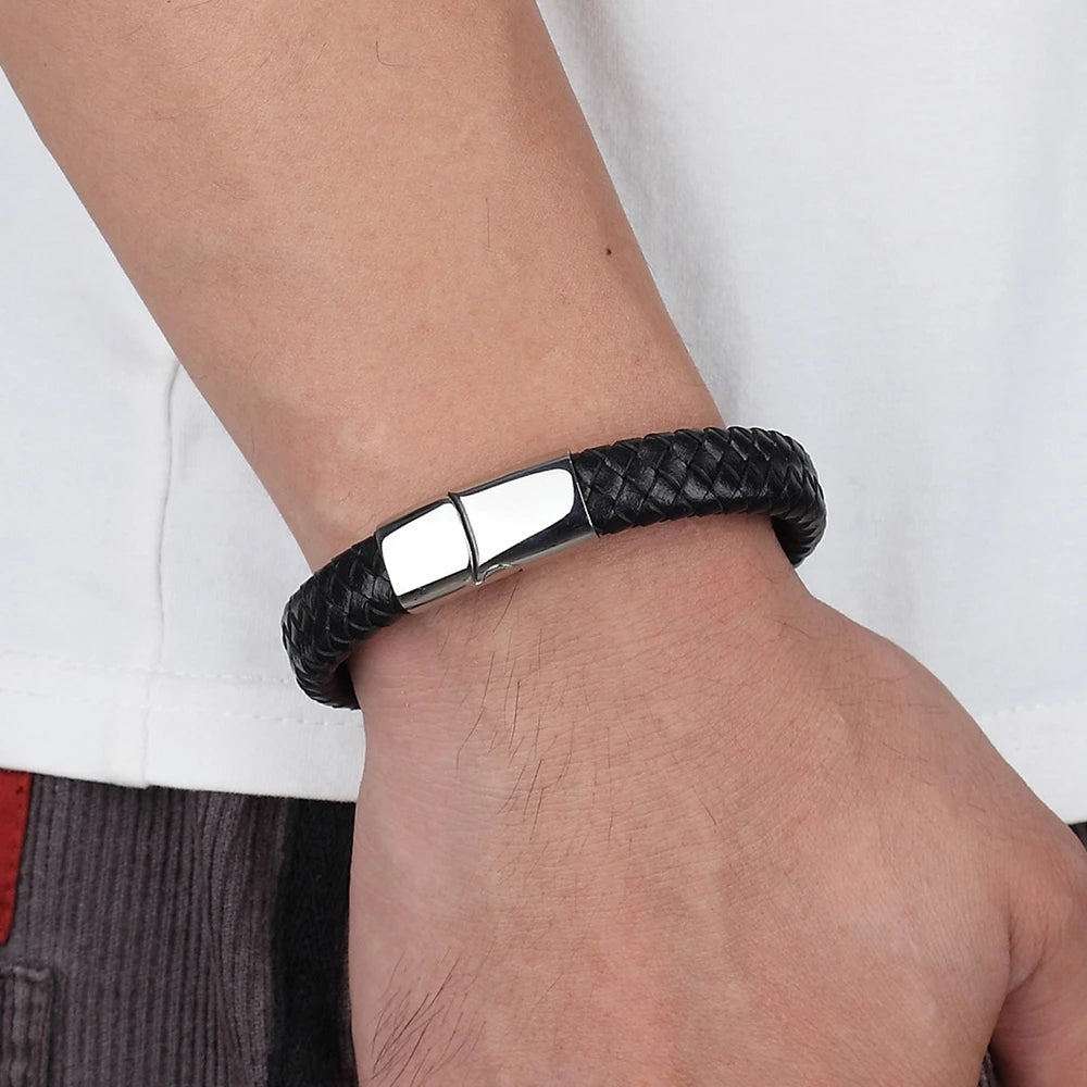 Classic Top quality Stainless Steel Gold Color Magnetic Clasp Brown Woven