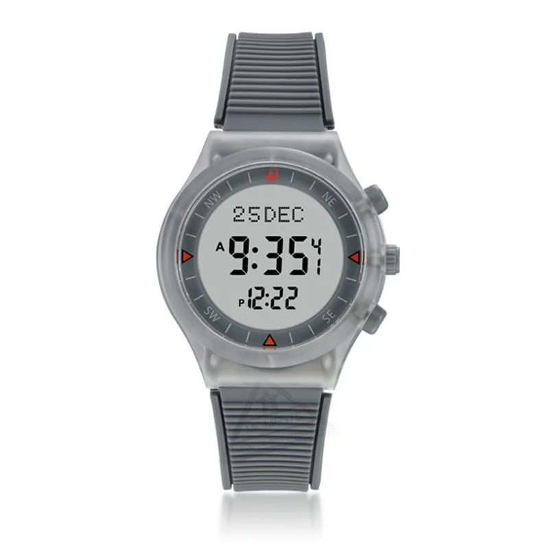 Muslim Azan Watch for Prayer with Qibla Compass Adhan Alarm Hijri Islamic Al Harameen Fajr Time Wristwatch Multi Languages