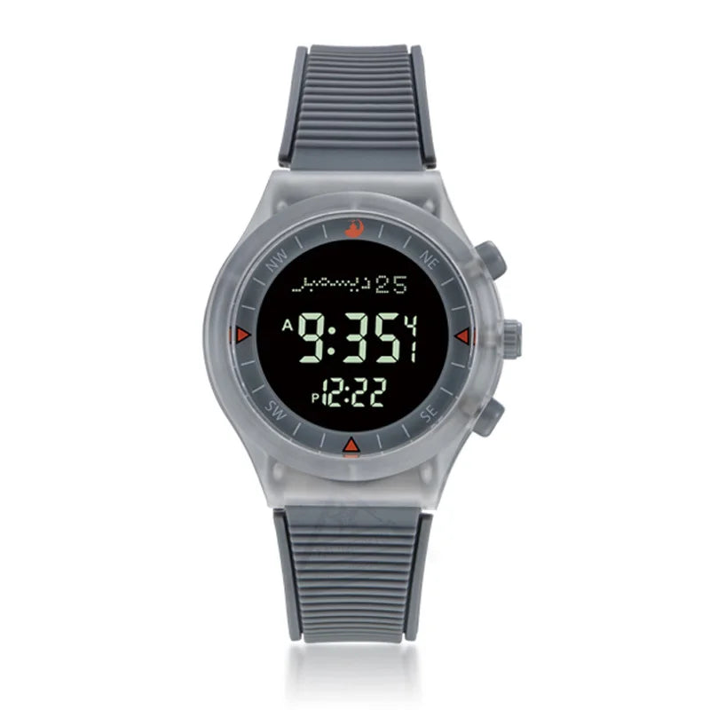 Muslim Azan Watch for Prayer with Qibla Compass Adhan Alarm Hijri Islamic Al Harameen Fajr Time Wristwatch Multi Languages