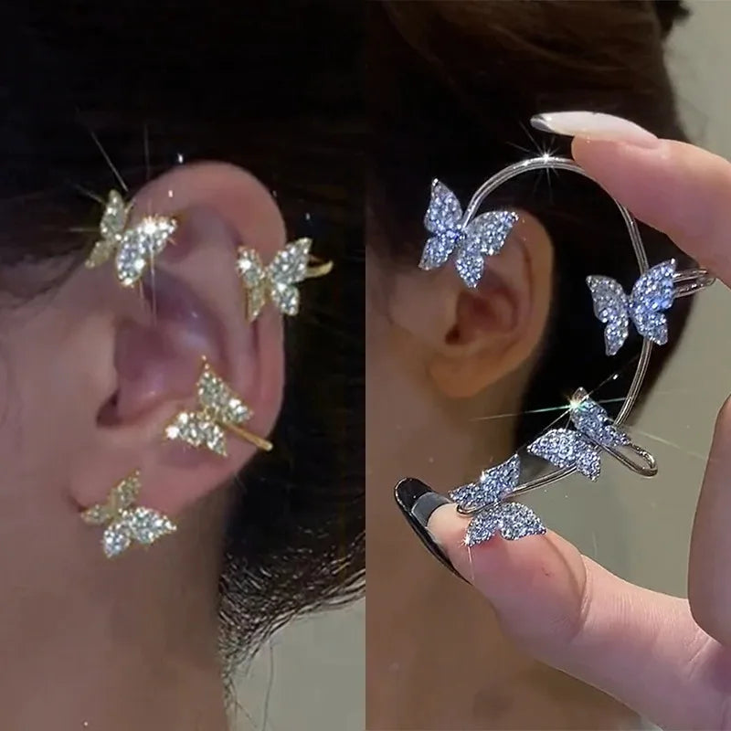 Style Butterfly Ear Clips Without Piercing For Women Sparkling Zircon Ear