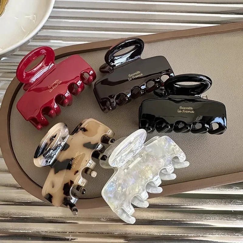 Long Acetate Hair Crabs Red Hair Clips and Women Tie up Hair Accessories