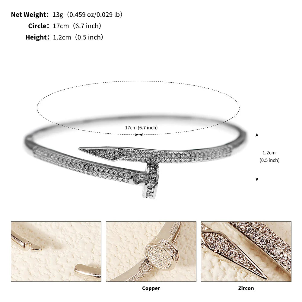 Fashionable Open-ended Copper Zirconium Bracelet Versatile Women's Bracelet for Daily Use Wedding Banquet Bridal Jewelry