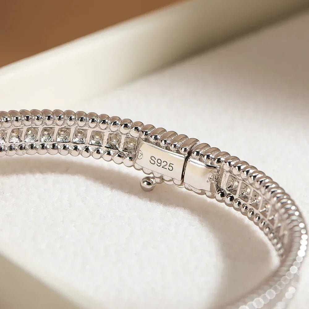 Bracelets with  Certified Sterling Silver Plated 18K Gold Luxury Fine Jewelry Bangle For Women