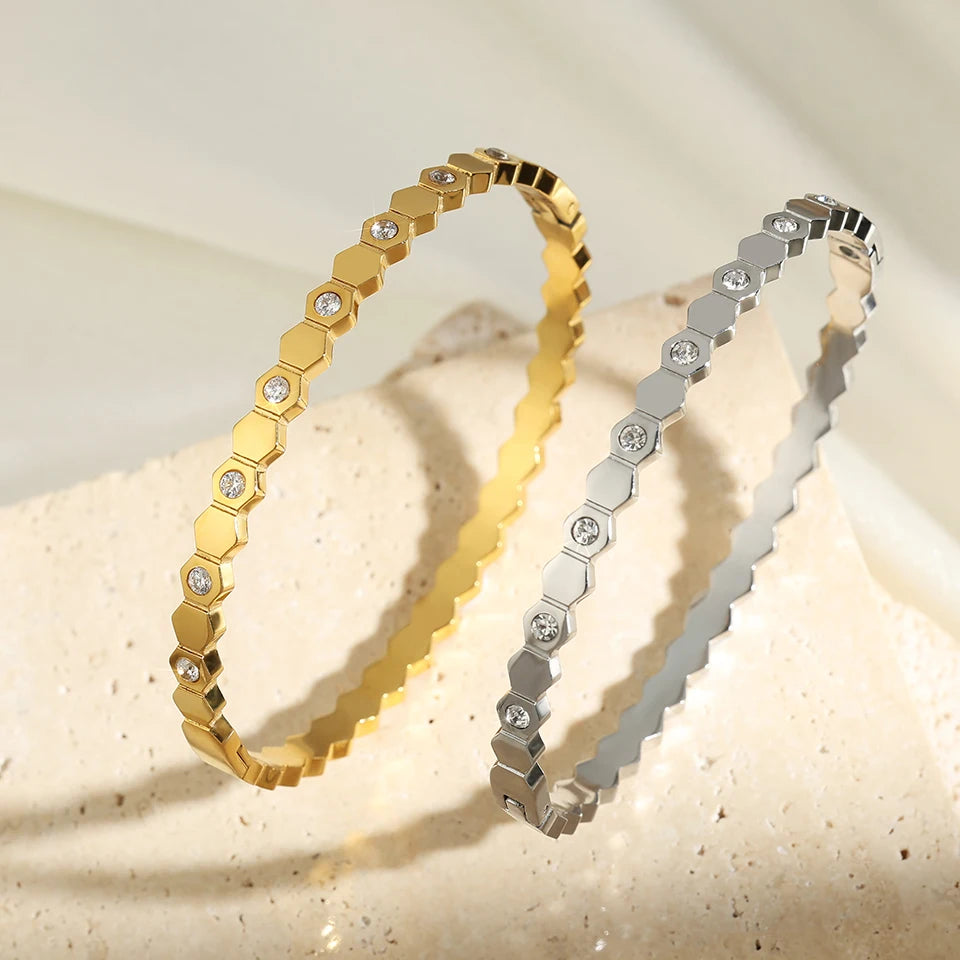 Stainles Steel Open Hexagon Bracelet For Women High-quality
