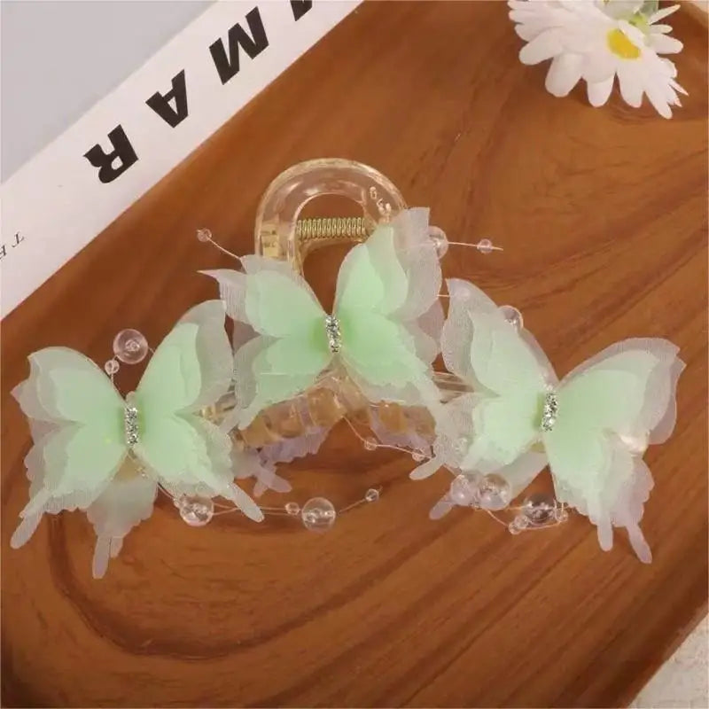 Light Blue/Pink Sheer Butterfly Claw Clip