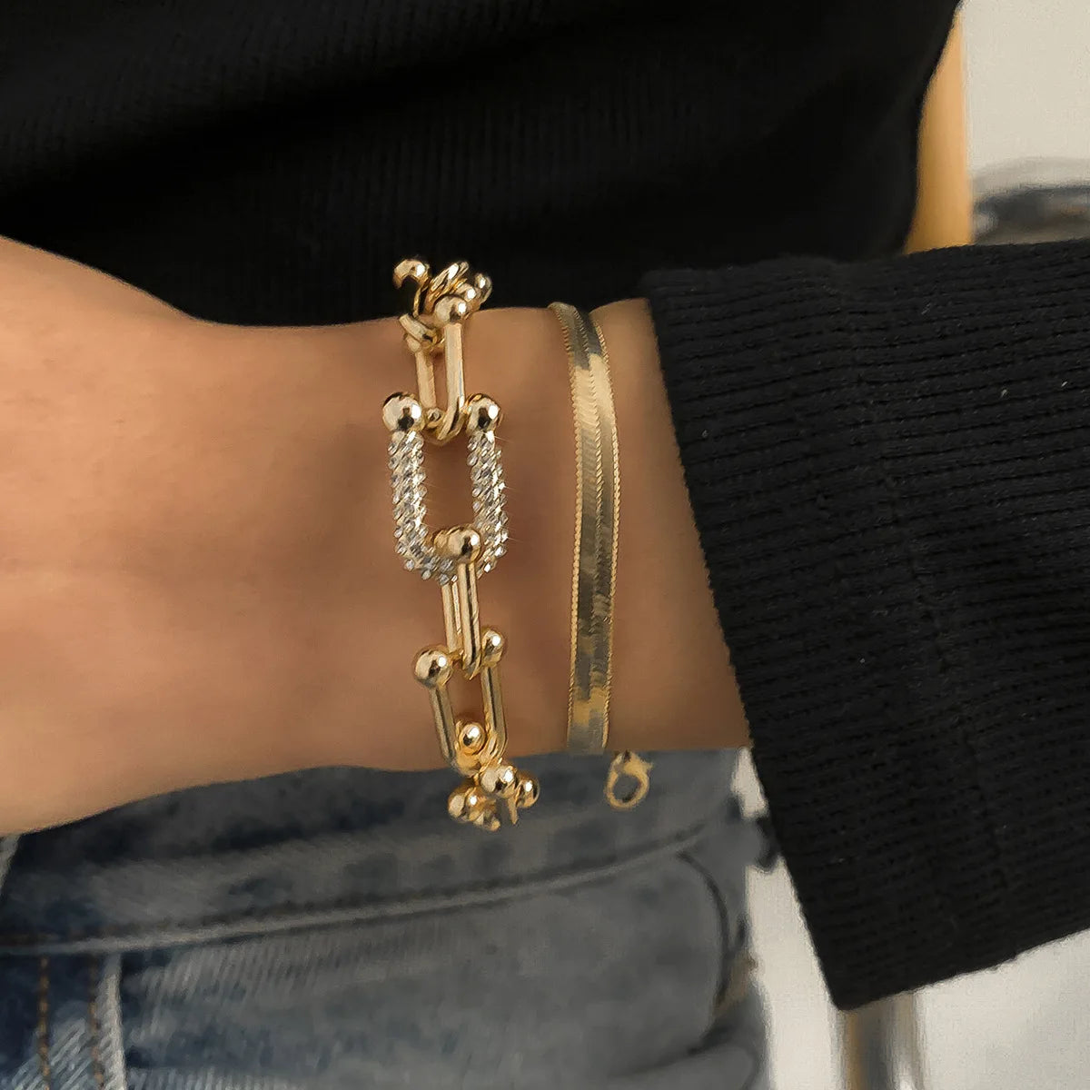 2Pcs/Set Fashion Statement Trendy Bracelet Stacking