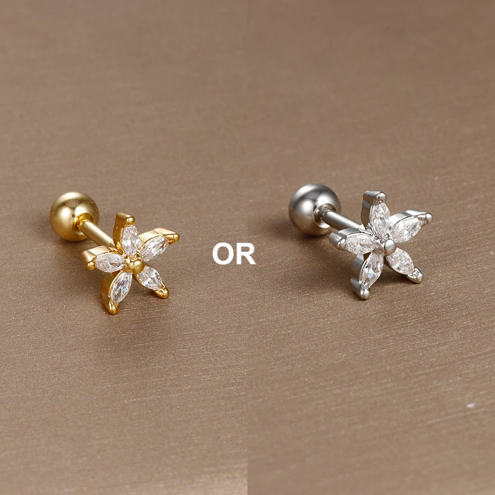 1PC  Stainless Steel Mini Zircon Cartilage Piercing Stud Earring