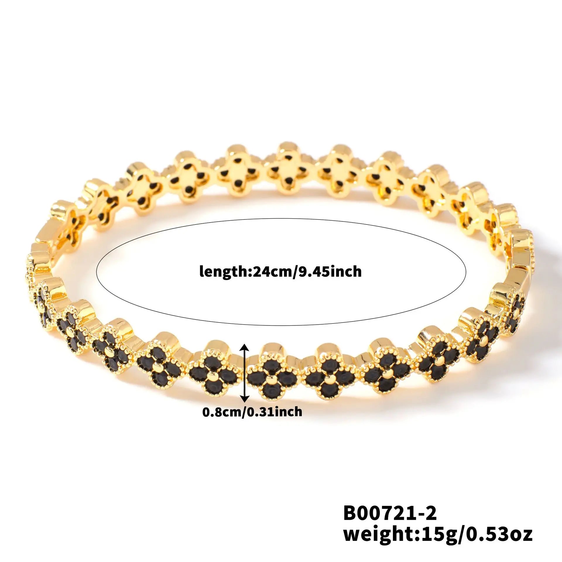 Four-leaf Flower Colorful Zircon Bangle