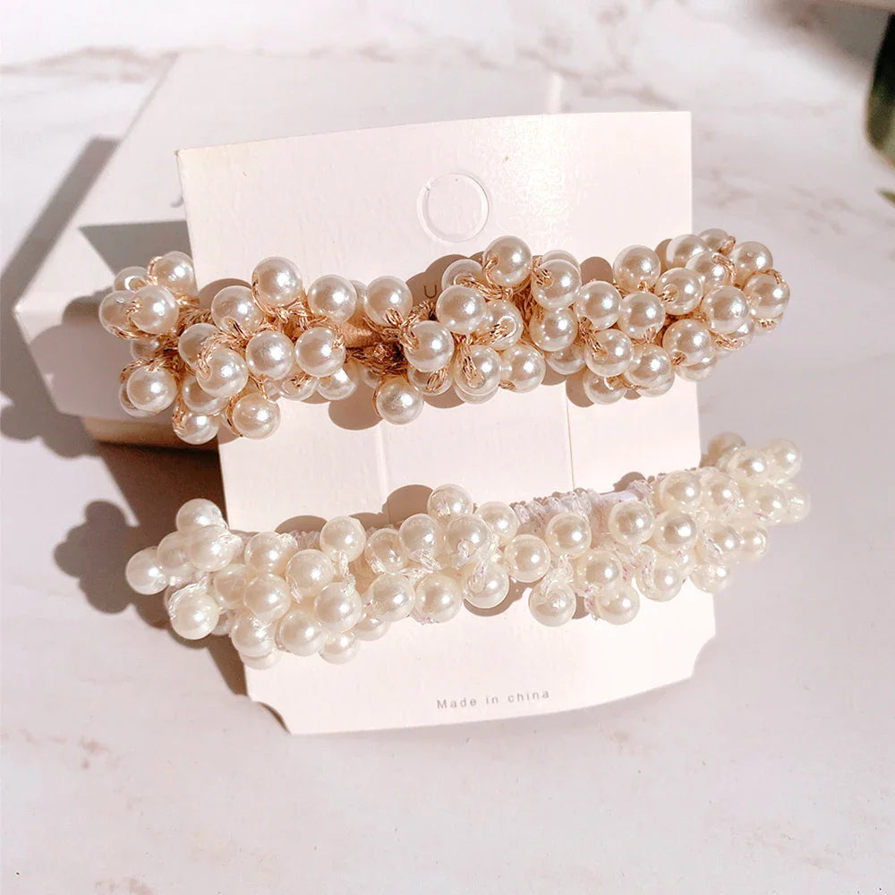 Elegant Lady Rubber Band Rope Pearl Hair