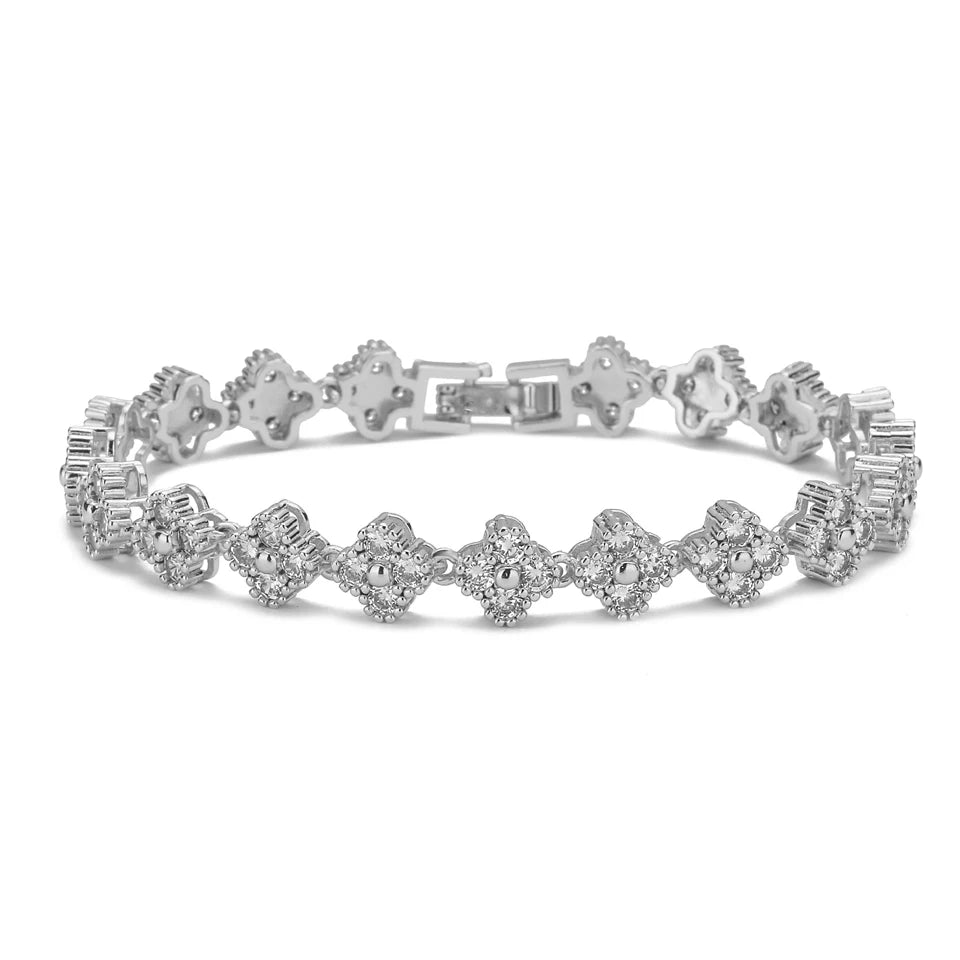 Luxury Brass Colorful Random Zircon Flowers Bracelets