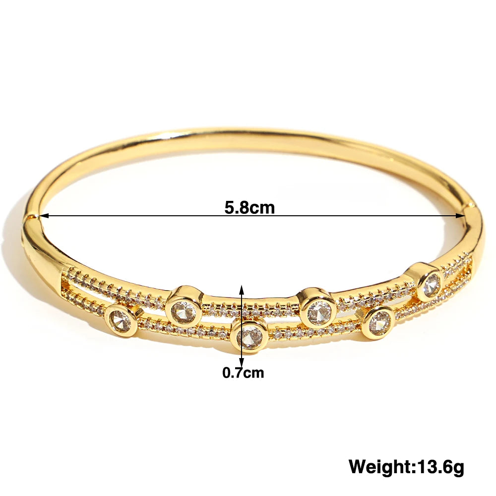 Greatera Trendy Gold Plated 316L Stainless Steel Bangles Bracelets for Women Delicate Cubic Zirconia Bracelet Party Jewelry 2024