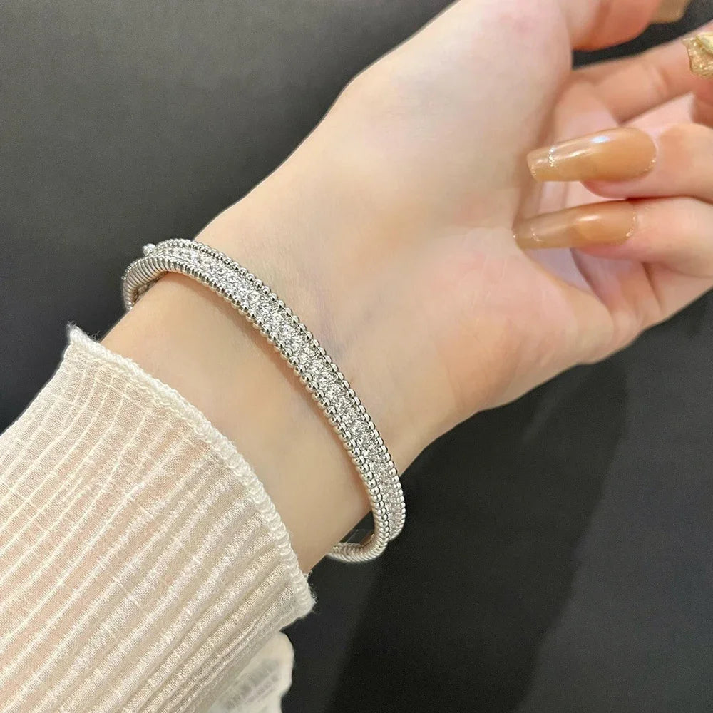 Bracelets with  Certified Sterling Silver Plated 18K Gold Luxury Fine Jewelry Bangle For Women