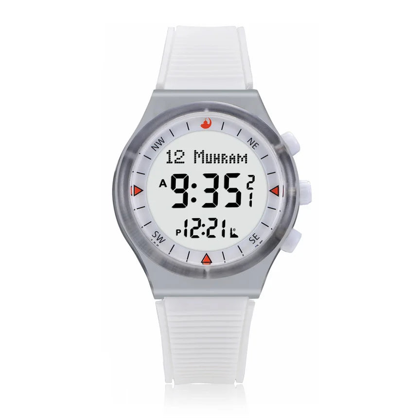 Muslim Azan Watch for Prayer with Qibla Compass Adhan Alarm Hijri Islamic Al Harameen Fajr Time Wristwatch Multi Languages