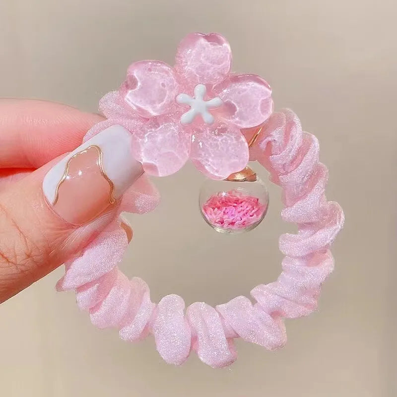 Cute Jelly Color Flower Hair Rope For Kids