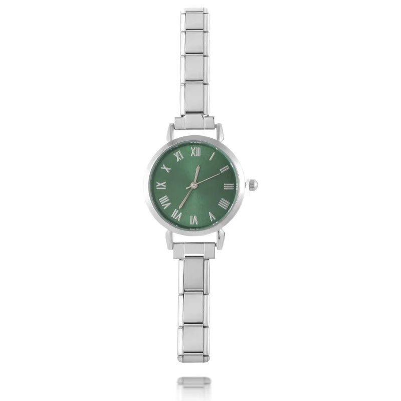 Men Women's Stainless Steel Round Simple Watch
