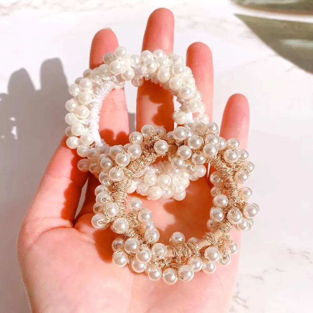 Elegant Lady Rubber Band Rope Pearl Hair
