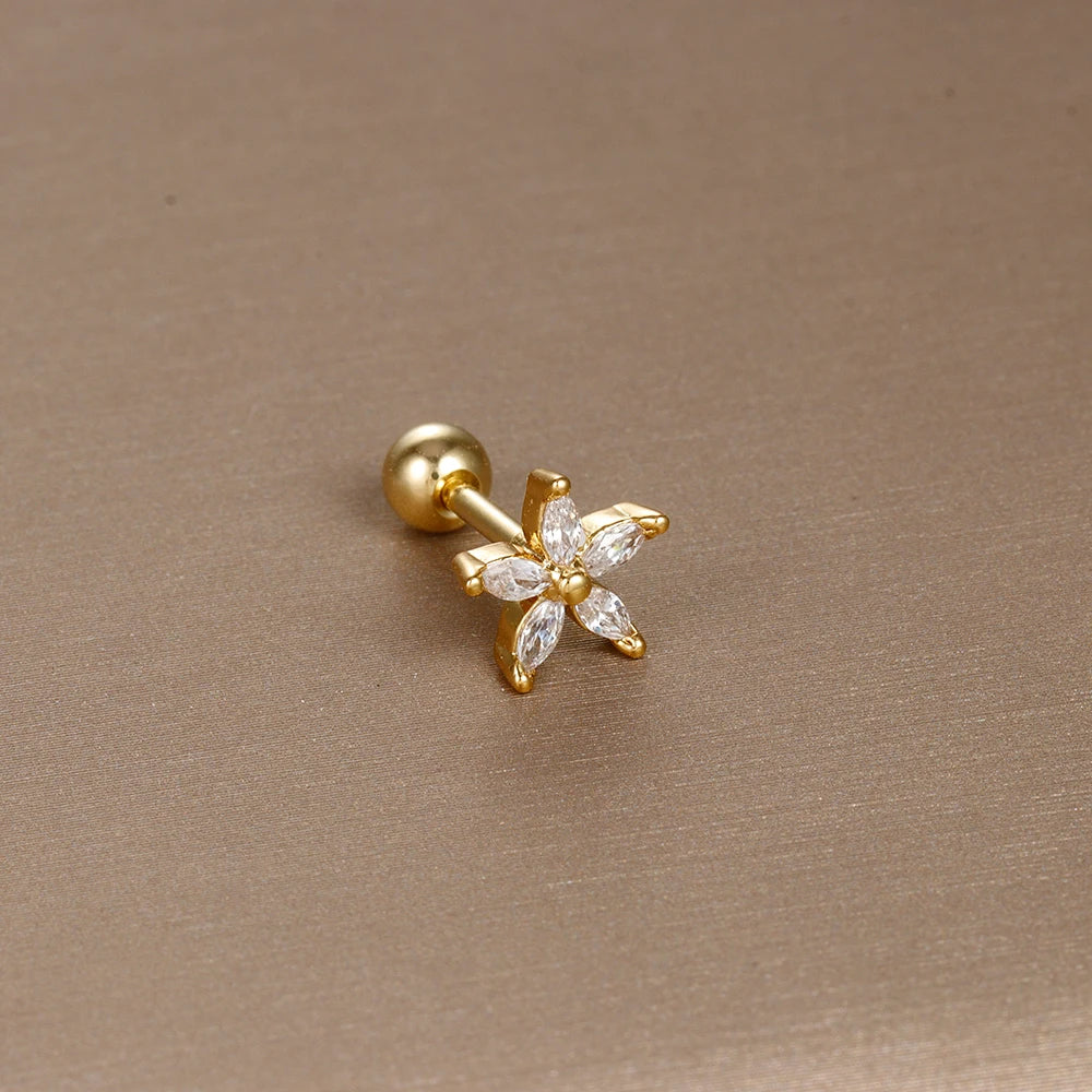 1PC  Stainless Steel Mini Zircon Cartilage Piercing Stud Earring