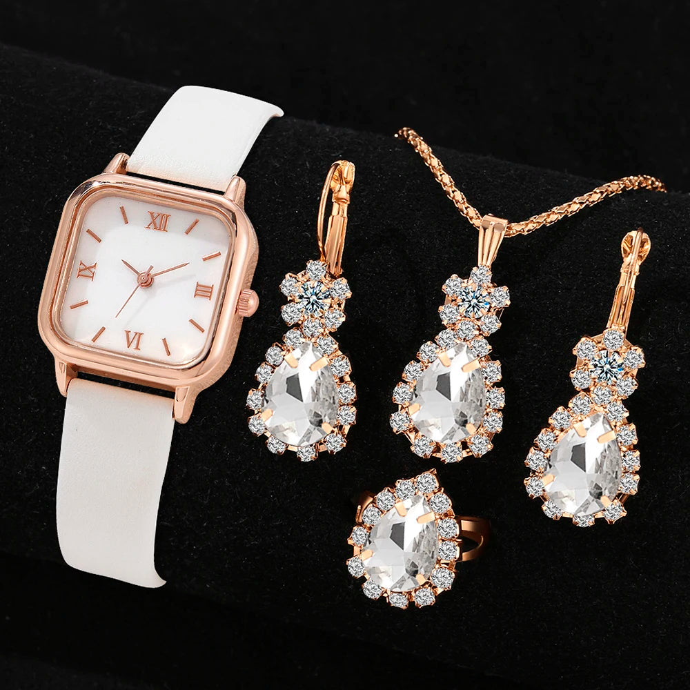 4PCS Fashion Minimalist Watch Luxury Men's and Women's