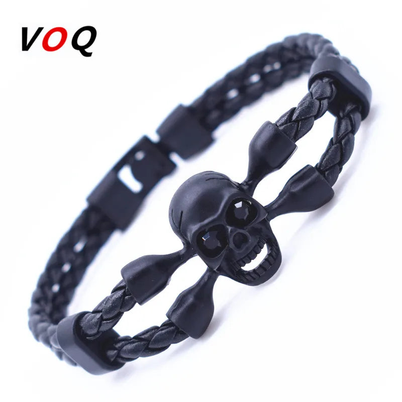 Vintage Black Skeleton Skull Charm Bracelets Bangles
