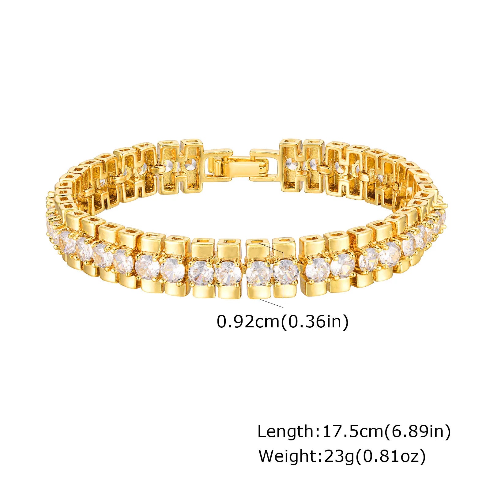 Paperclip Chain Bracelet 14K Gold Plated Cubic Zirconia.