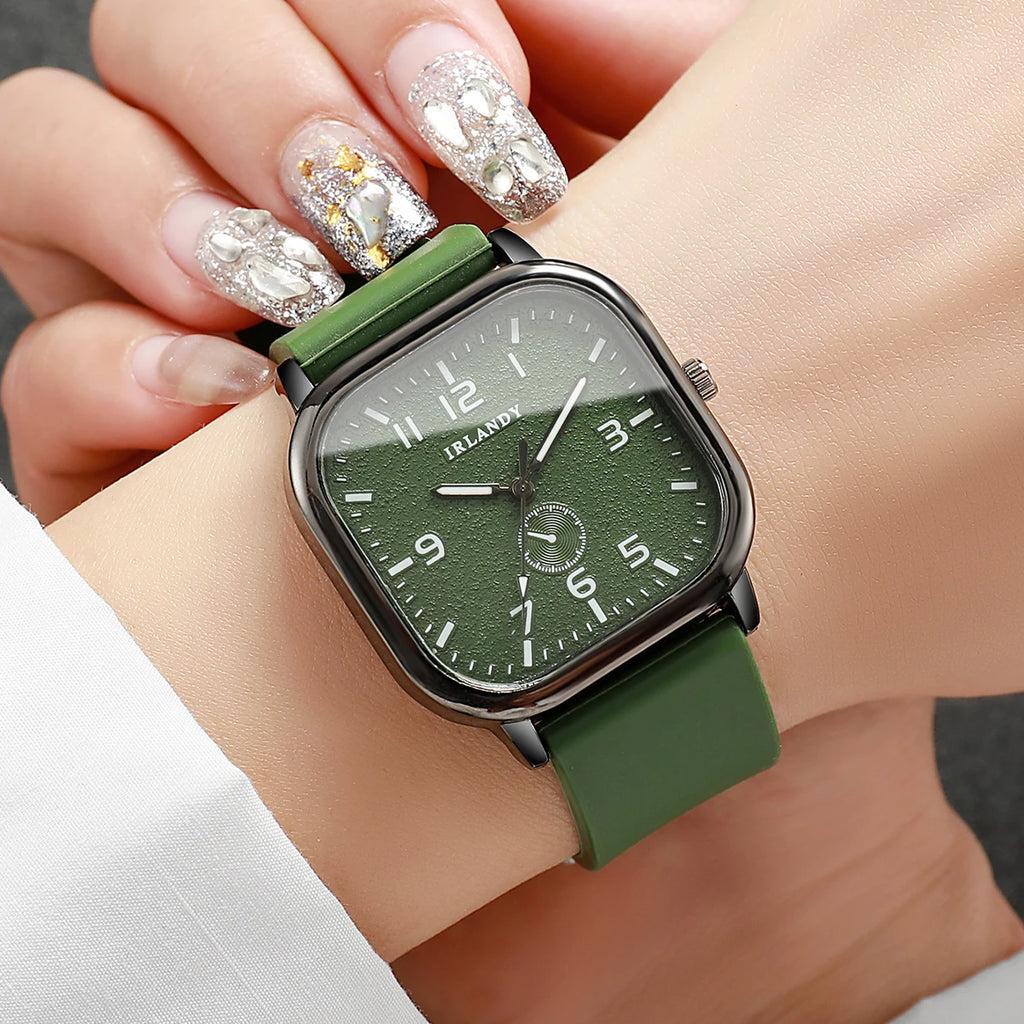 Fashion Square Women's Watch Casual Silicone Strap Quartz