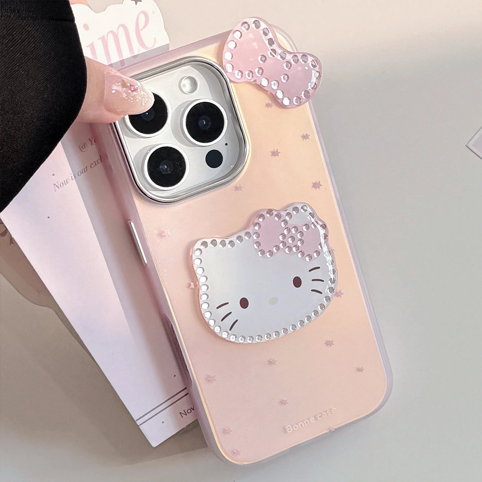 3D Cartoon Hello Kitty Bowknot Laser Phone Case