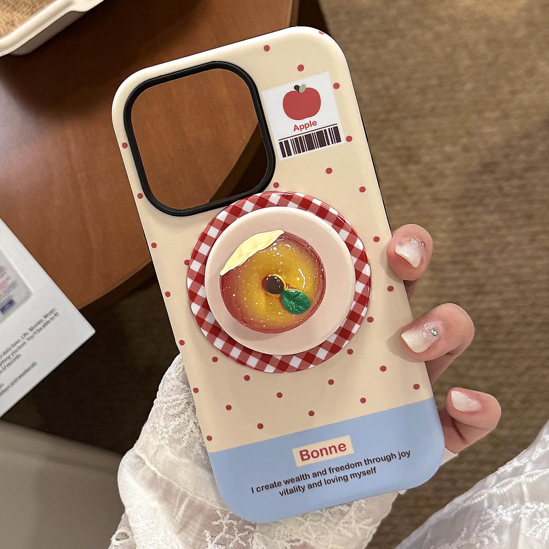 Polka Dots 3D Luminous Crystal Apple Lattice Bracket Magnetic