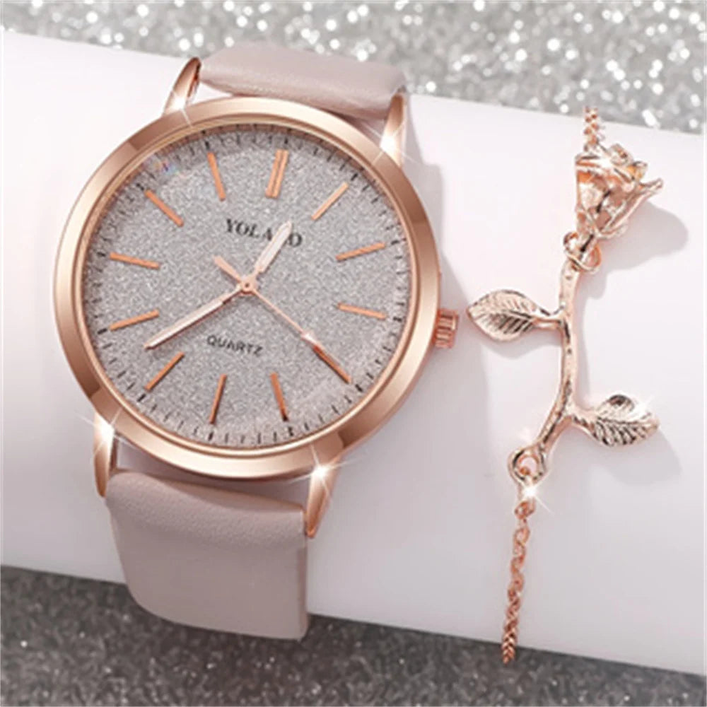 2PCS/Set Women's Watch Shiny Fashion