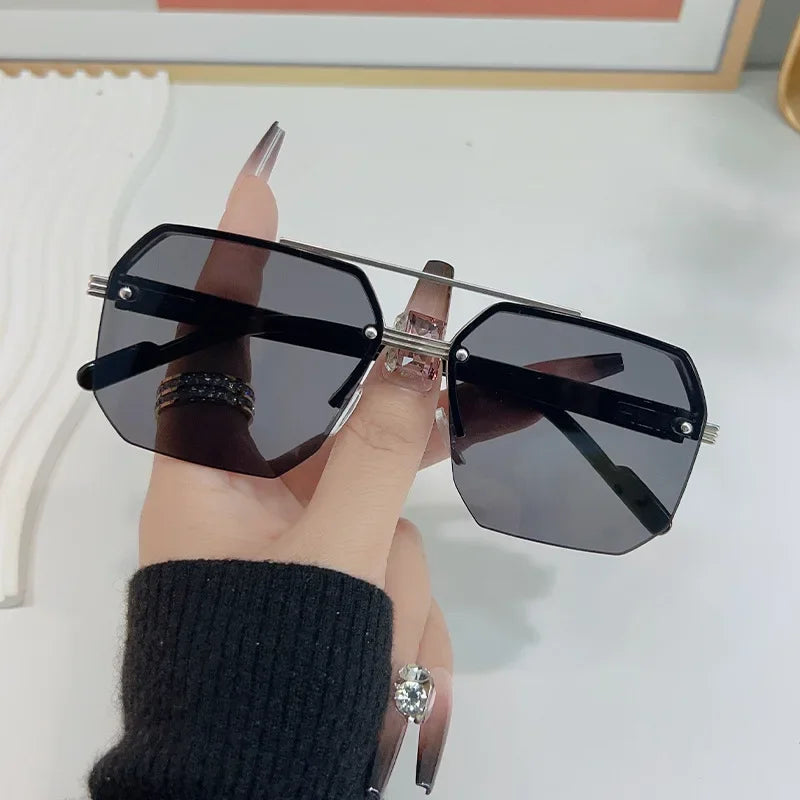Men's Metal Sunglasses Square Half Frame