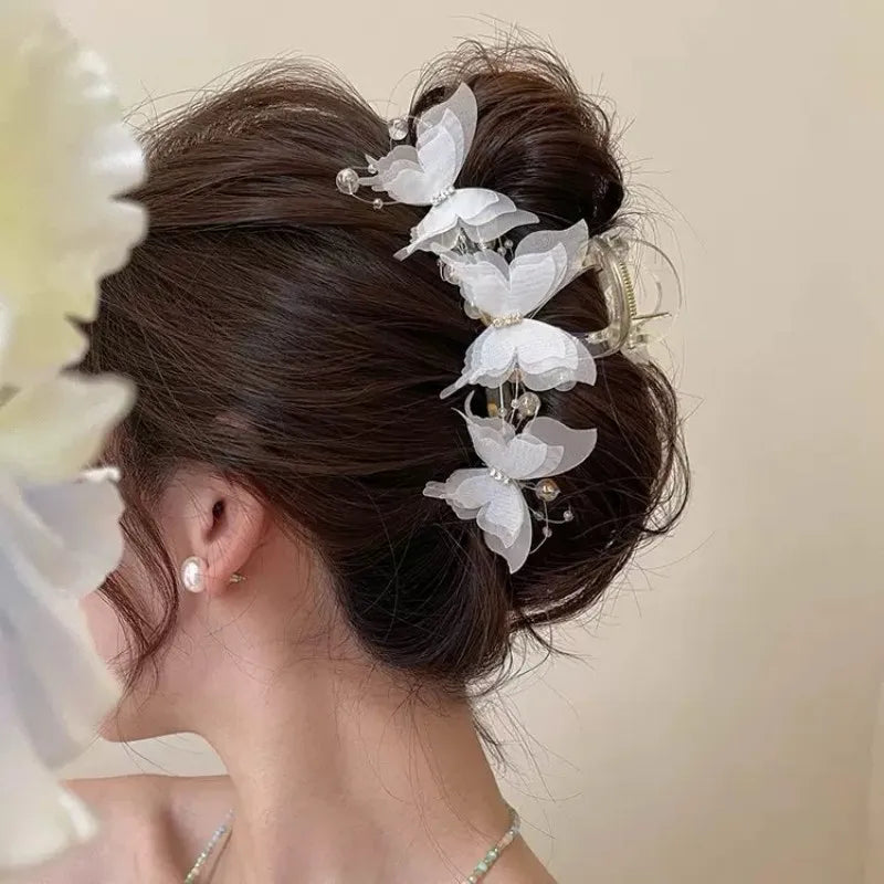 Light Blue/Pink Sheer Butterfly Claw Clip