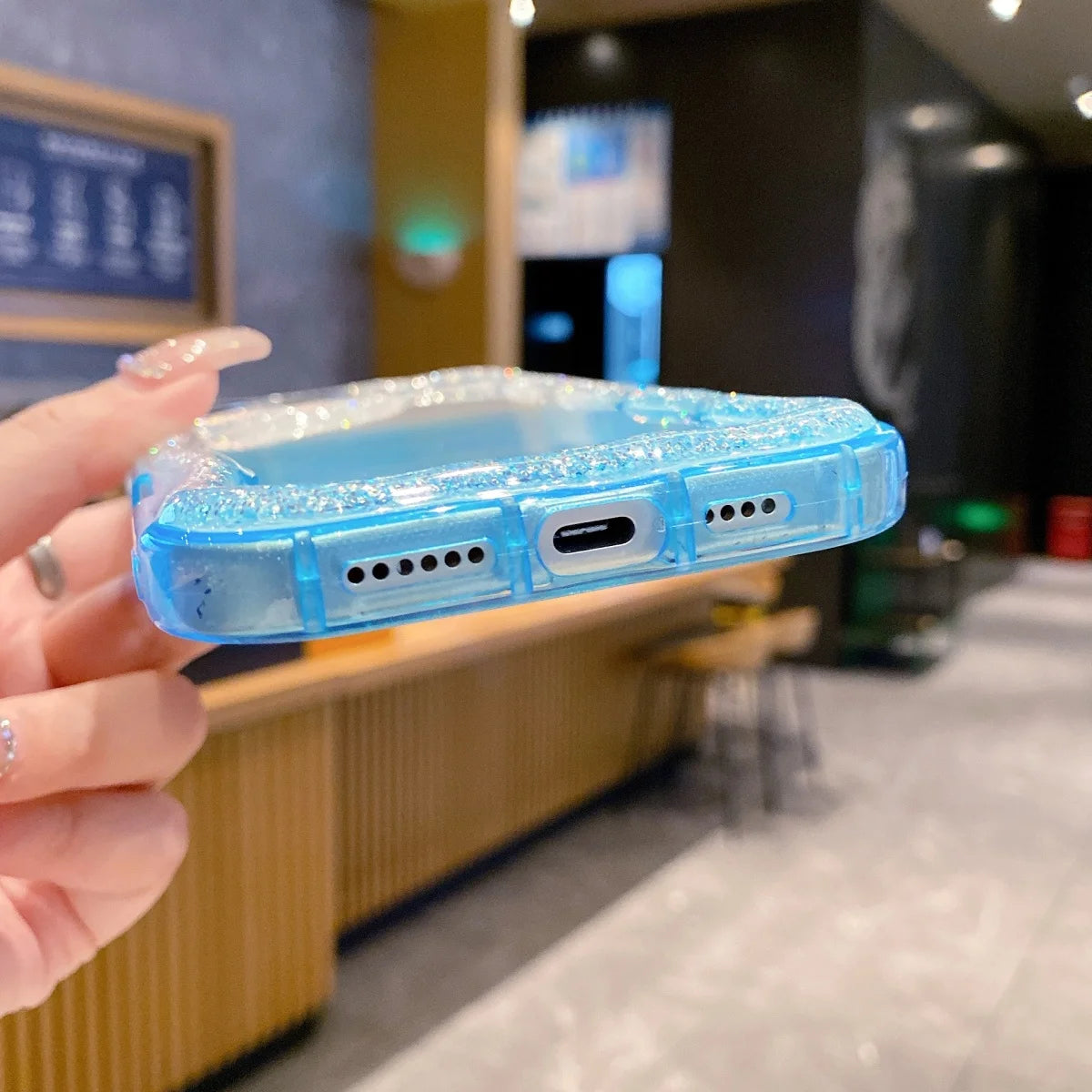 Cute Wave Glitter Border Soft Silicone Phone Case