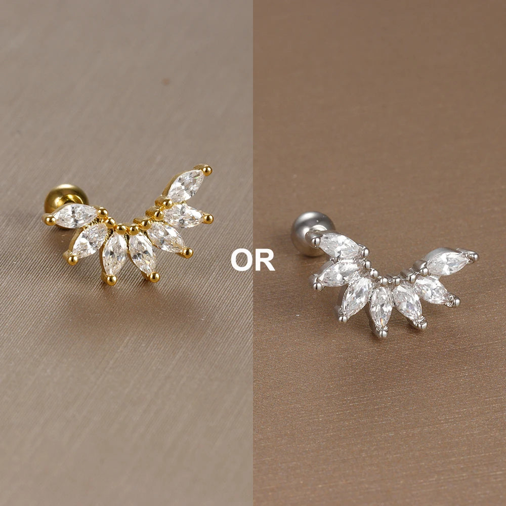 1PC  Stainless Steel Mini Zircon Cartilage Piercing Stud Earring
