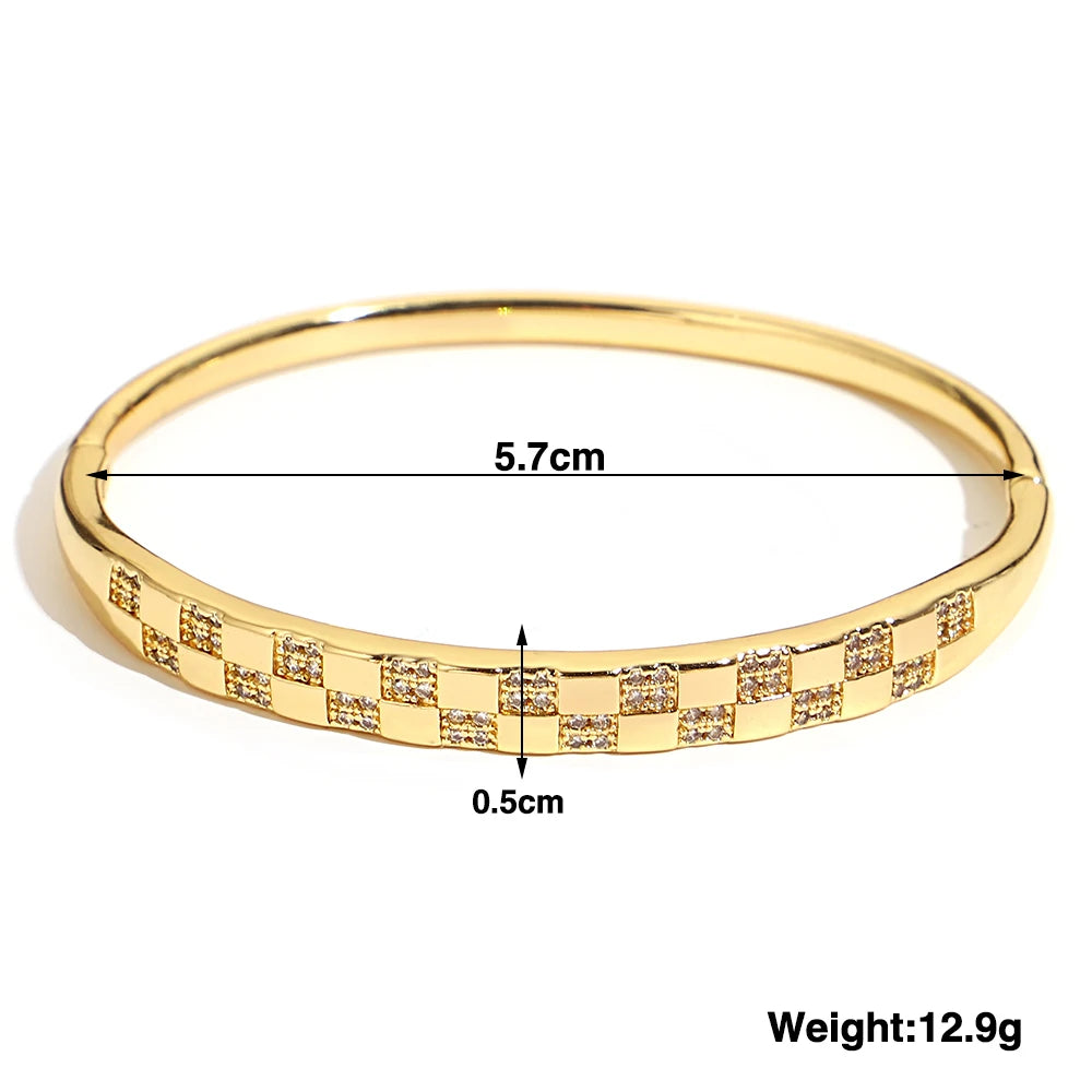 Greatera Trendy Gold Plated 316L Stainless Steel Bangles Bracelets for Women Delicate Cubic Zirconia Bracelet Party Jewelry 2024