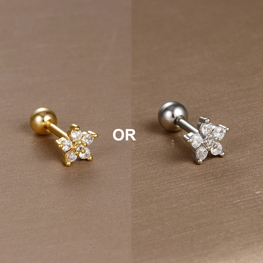 1PC  Stainless Steel Mini Zircon Cartilage Piercing Stud Earring