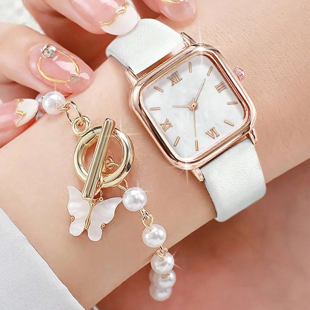 4PCS Fashion Minimalist Watch Luxury Men's and Women's