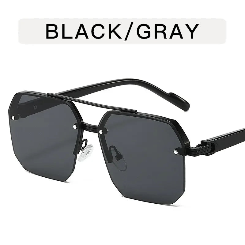 Men's Metal Sunglasses Square Half Frame