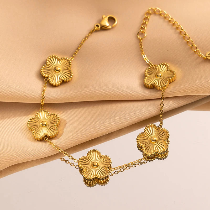 Fashion Flower Stainless Steel Bracelets For Women