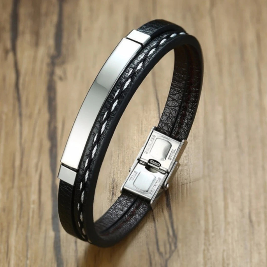 New Trendy Men Leatherwear Weave Bracelet