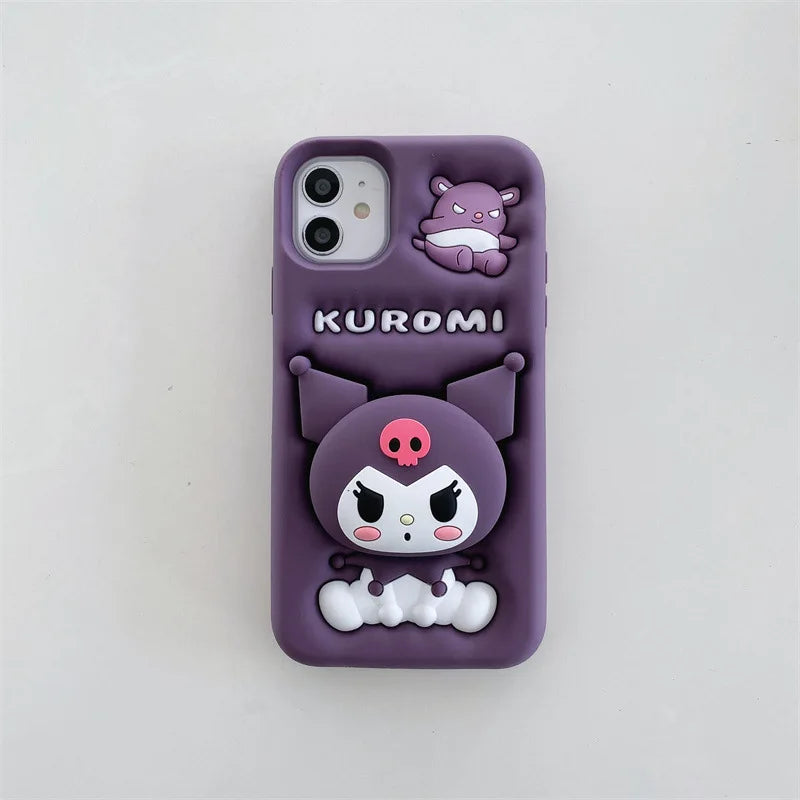 3D Cartoon i Telescopic Bracket Phone Case
