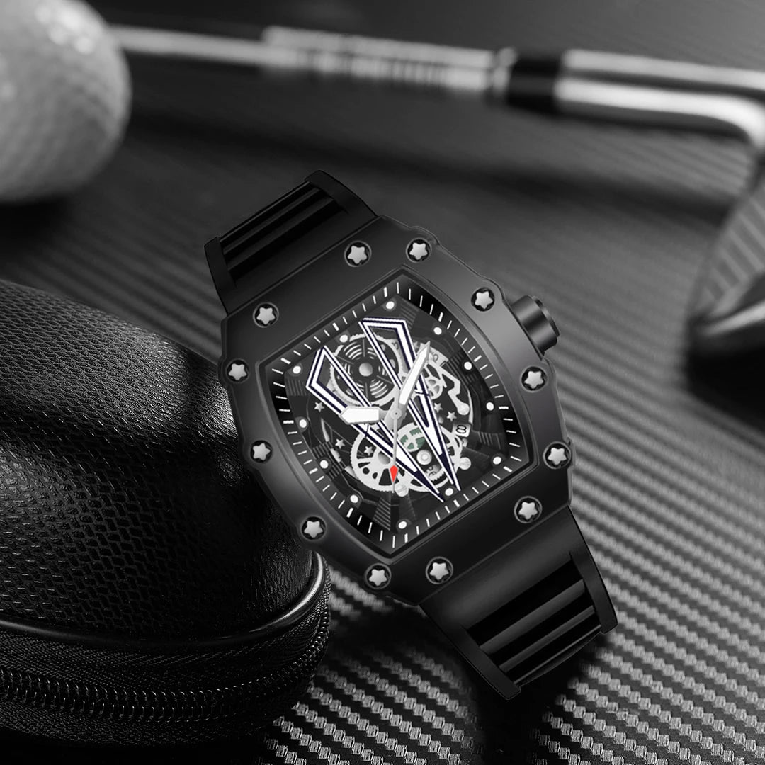 Watches Luxury Fashion Large Dial Quartz Clock 30M Waterproof Sport Square Luminous Watch For Men Silicone Strap Man