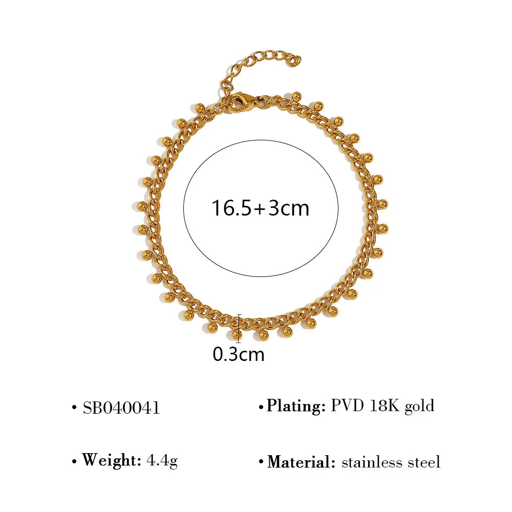 Trendy Stackable Natural Stones Shell Charms Bracelets for Women Multilayer Stainless Steel 18K Gold Plated Link Chains Jewelry