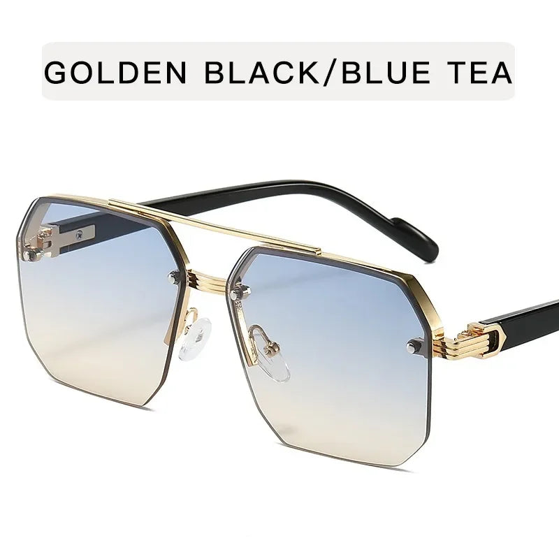 Men's Metal Sunglasses Square Half Frame