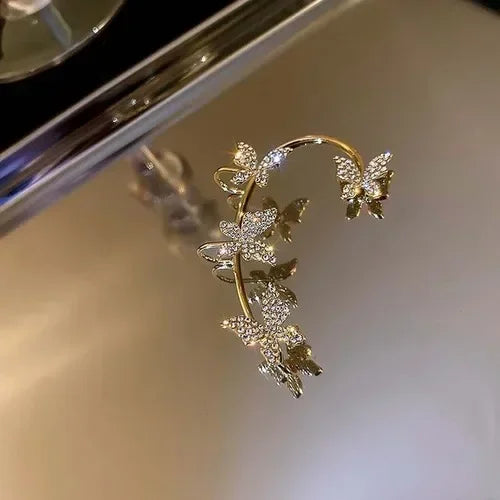 1PC Silver Color Crystal Tassel Cuff Ear Clip Earring for Women