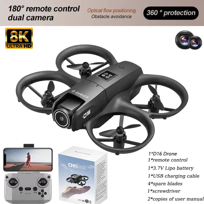 Drone With GPS Mini Optical Flow Obstacles Avoidance 8K Dual Camera 180°