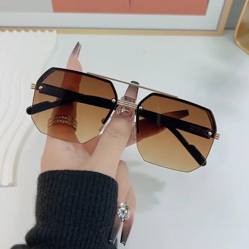 Men's Metal Sunglasses Square Half Frame